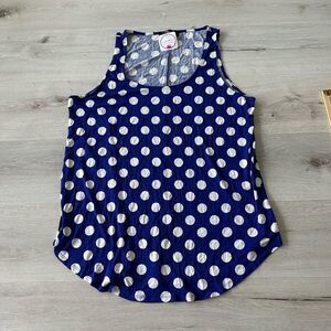Sheila Rose Polka Dot Rayon Tank Royal Blue/White XL NWT
